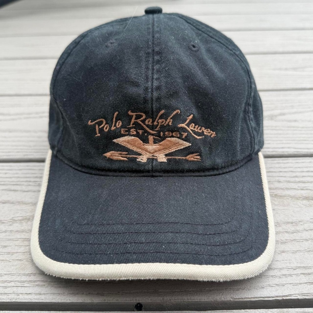 Vintage Polo Ralph Lauren Thunderbird Hat Black Polo Country 90s Adjustable Cap